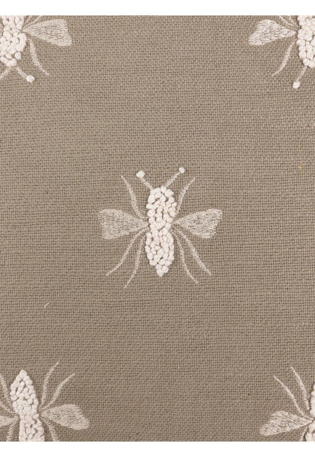 Cojín Algodón Abejas Bordadas Taupe-4