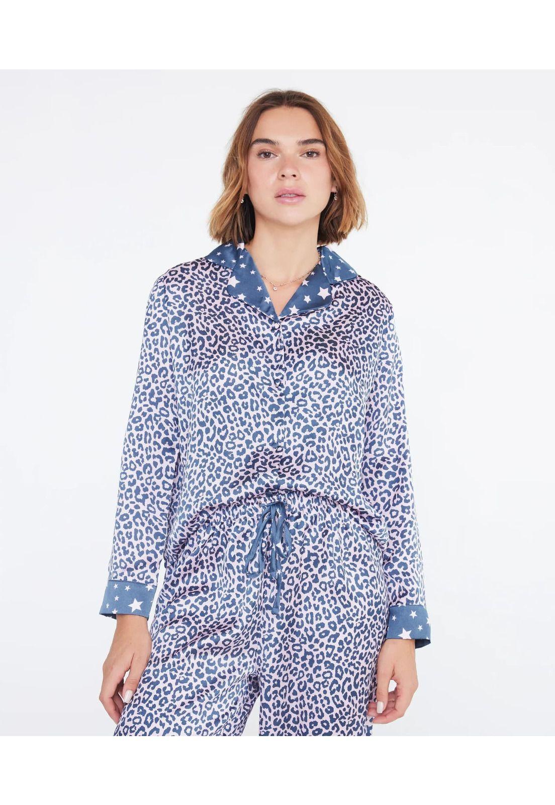 Pijama Dreamy Satinado Manga Larga Pink Cheetah-0