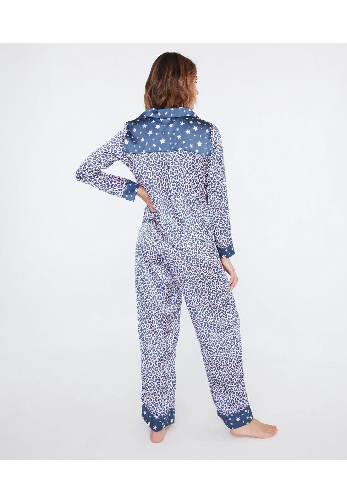 Pijama Dreamy Satinado Manga Larga Pink Cheetah-3