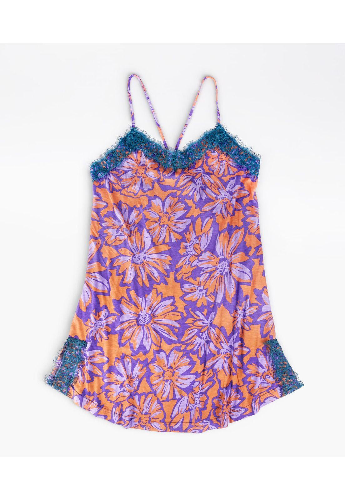 Camisa De Dormir Dreamy Orange Lotus Lounge-0