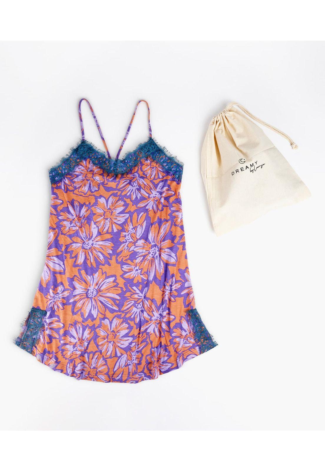 Camisa De Dormir Dreamy Orange Lotus Lounge-1