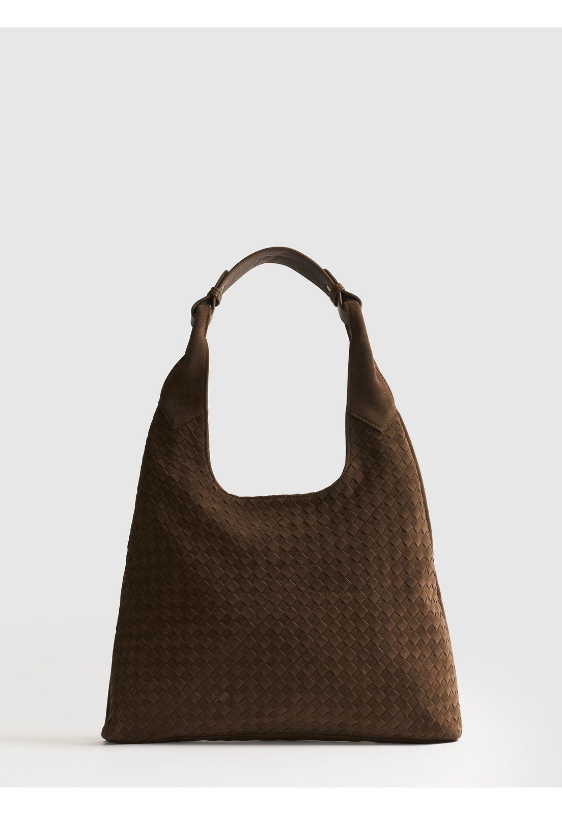 Cartera De Hombro Medialuna Tejida Woman-0