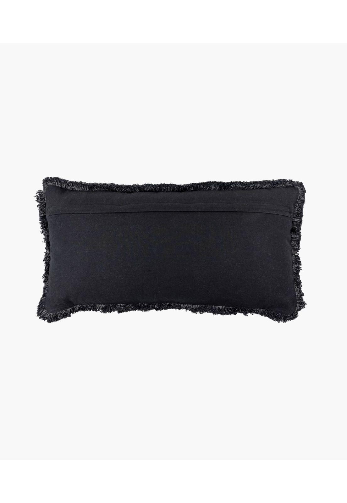 Cojín Algodón Borde Flecos 30 X 60 Cm Negro-0