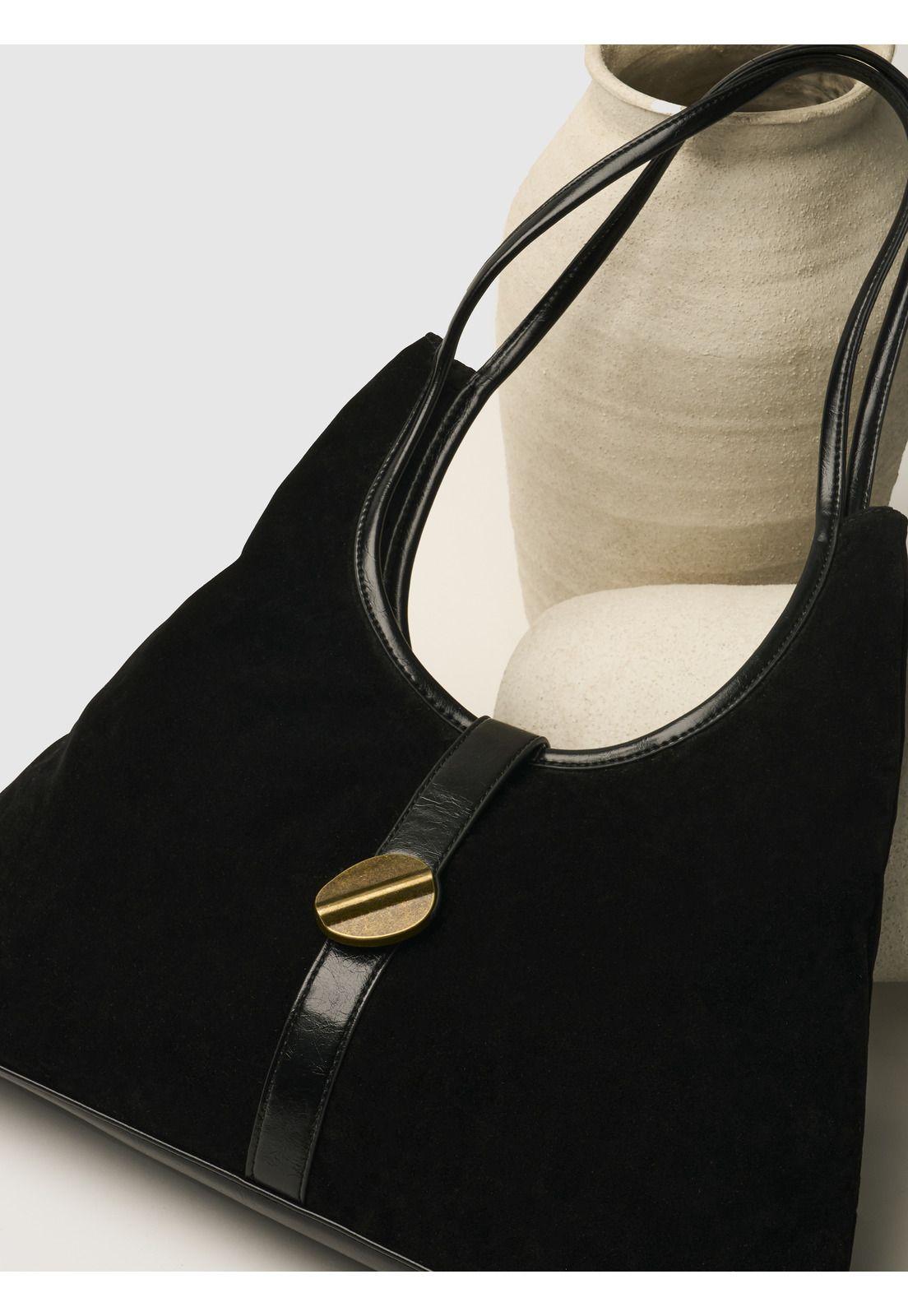 Cartera De Hombro Mujer Fake Suede Broche-0