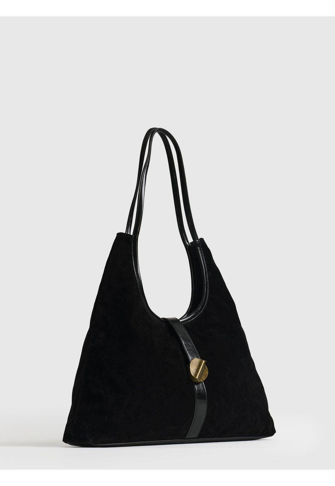 Cartera De Hombro Mujer Fake Suede Broche-3