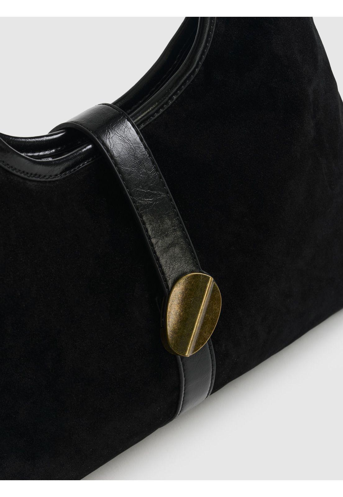 Cartera De Hombro Mujer Fake Suede Broche-5
