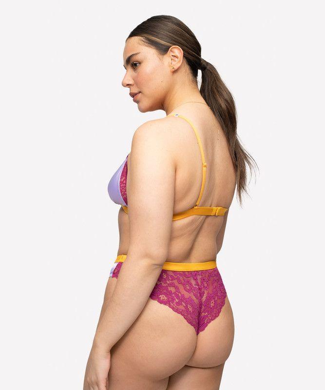 Bralette Mujer Triángulo Satinado Encaje Xs Lila-1