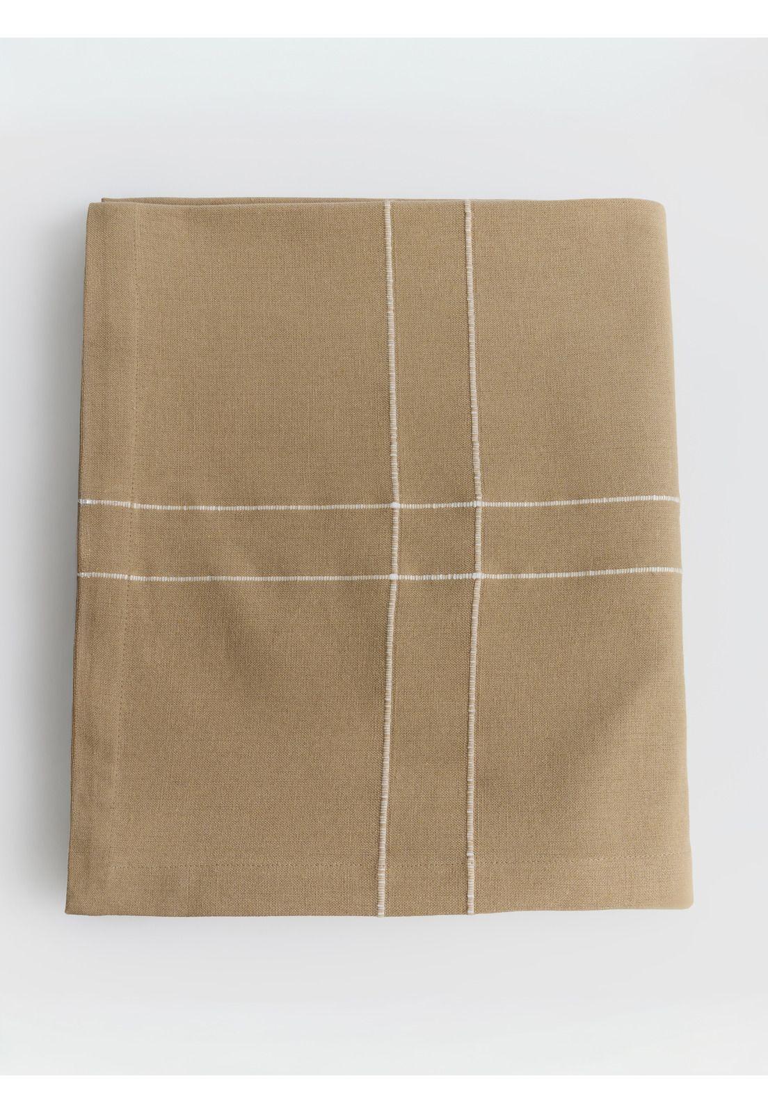 Mantel Líneas Bordadas 180 x 300 cm Beige-1