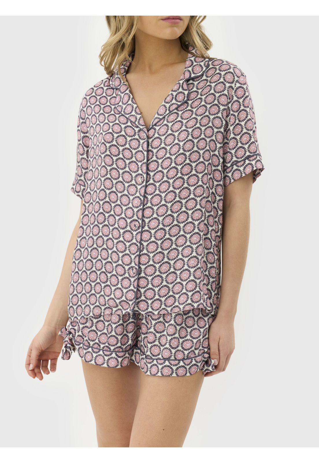 Pijama Camisero Flores Circulares-4