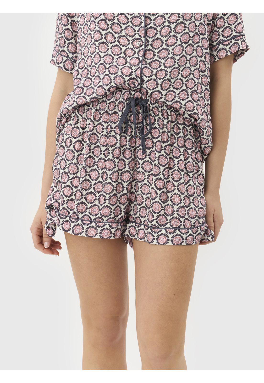 Pijama Camisero Flores Circulares-5