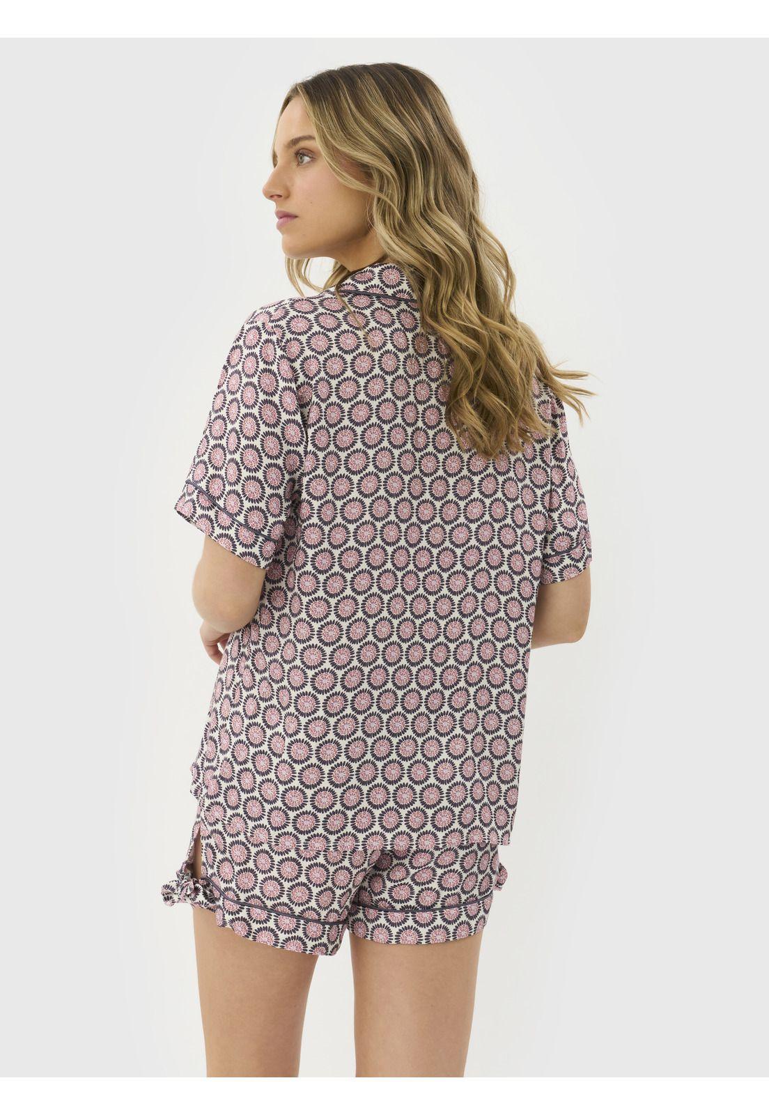 Pijama Camisero Flores Circulares-1