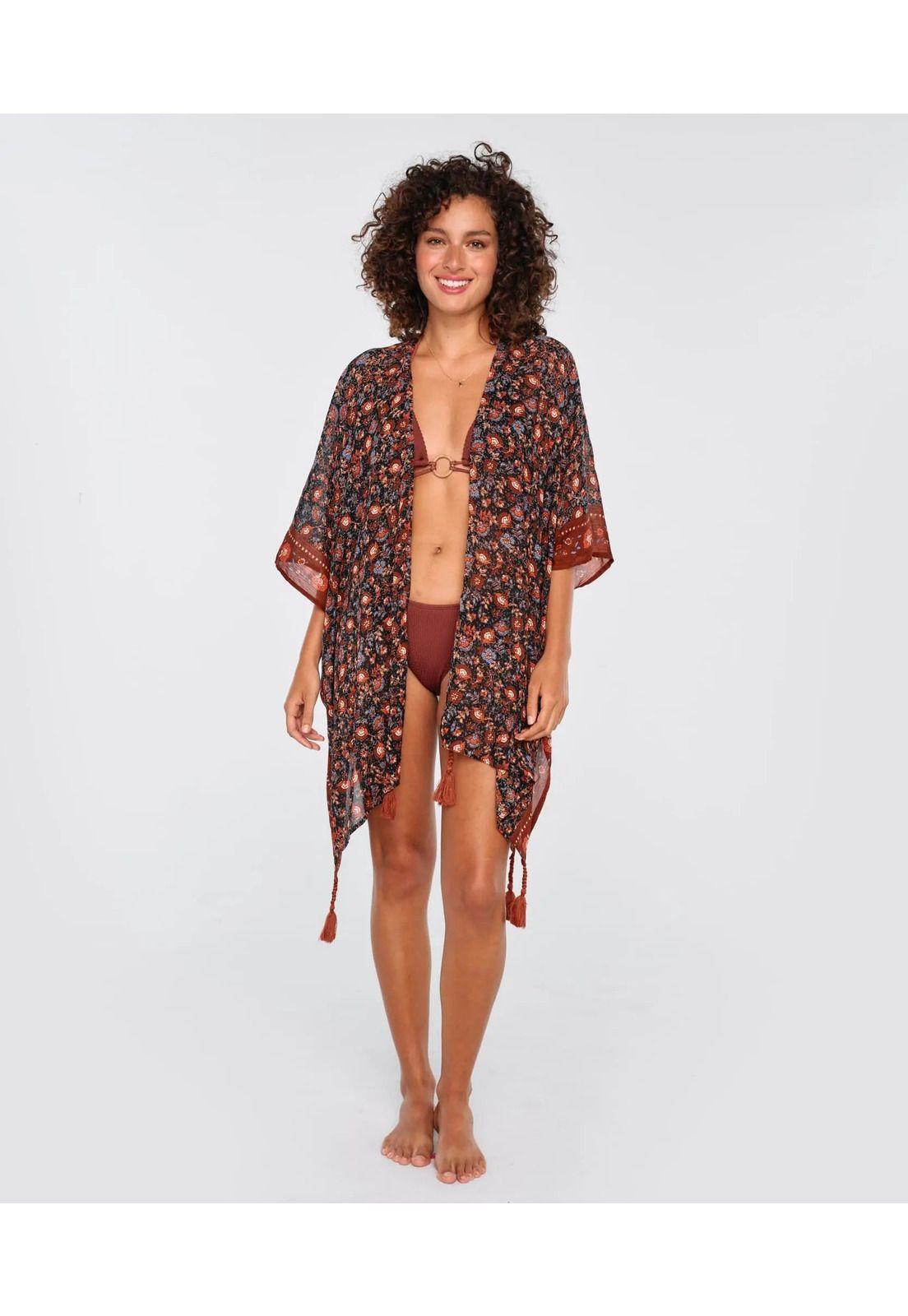 Kimono Mujer Flores Talla Única-0