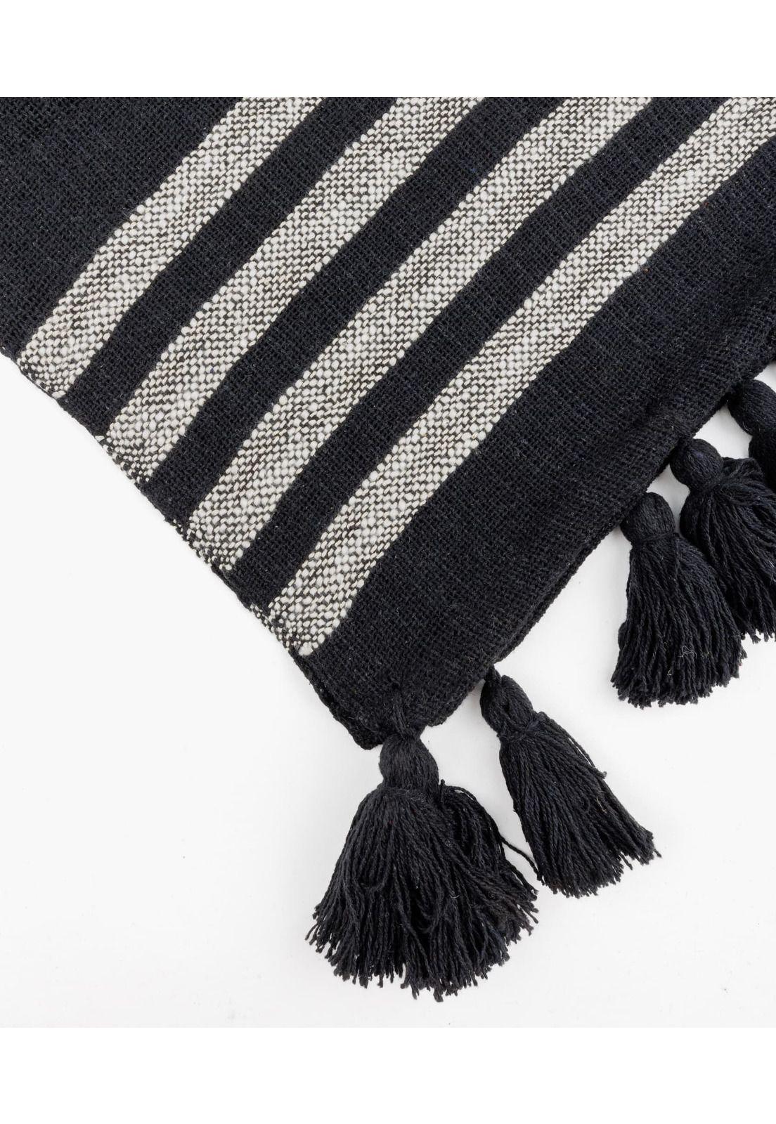 Manta Mujer Algodón Líneas Negro-1