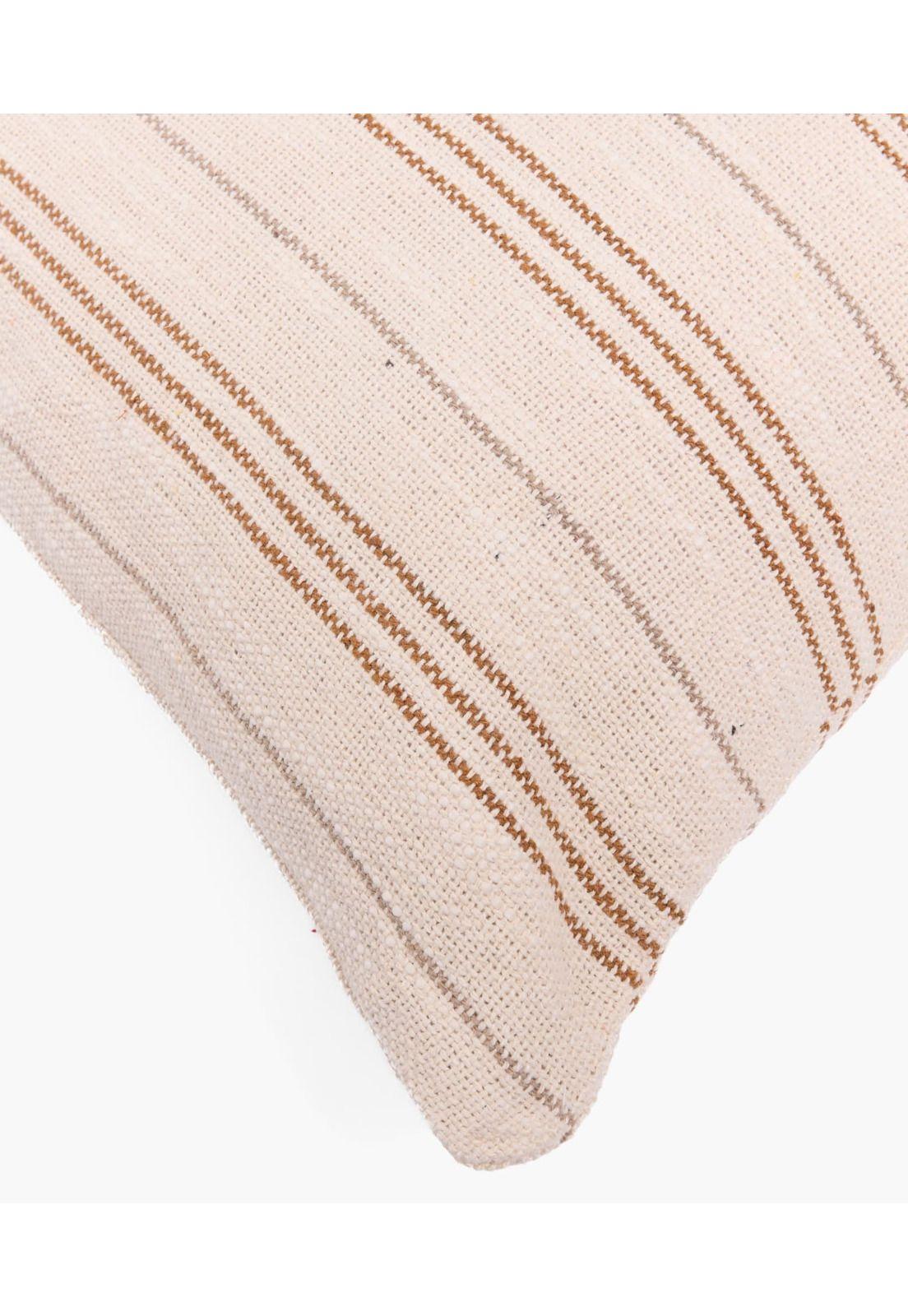 Funda de Cojín Boho Algodón Líneas 45 X 45 Cm Beige-3