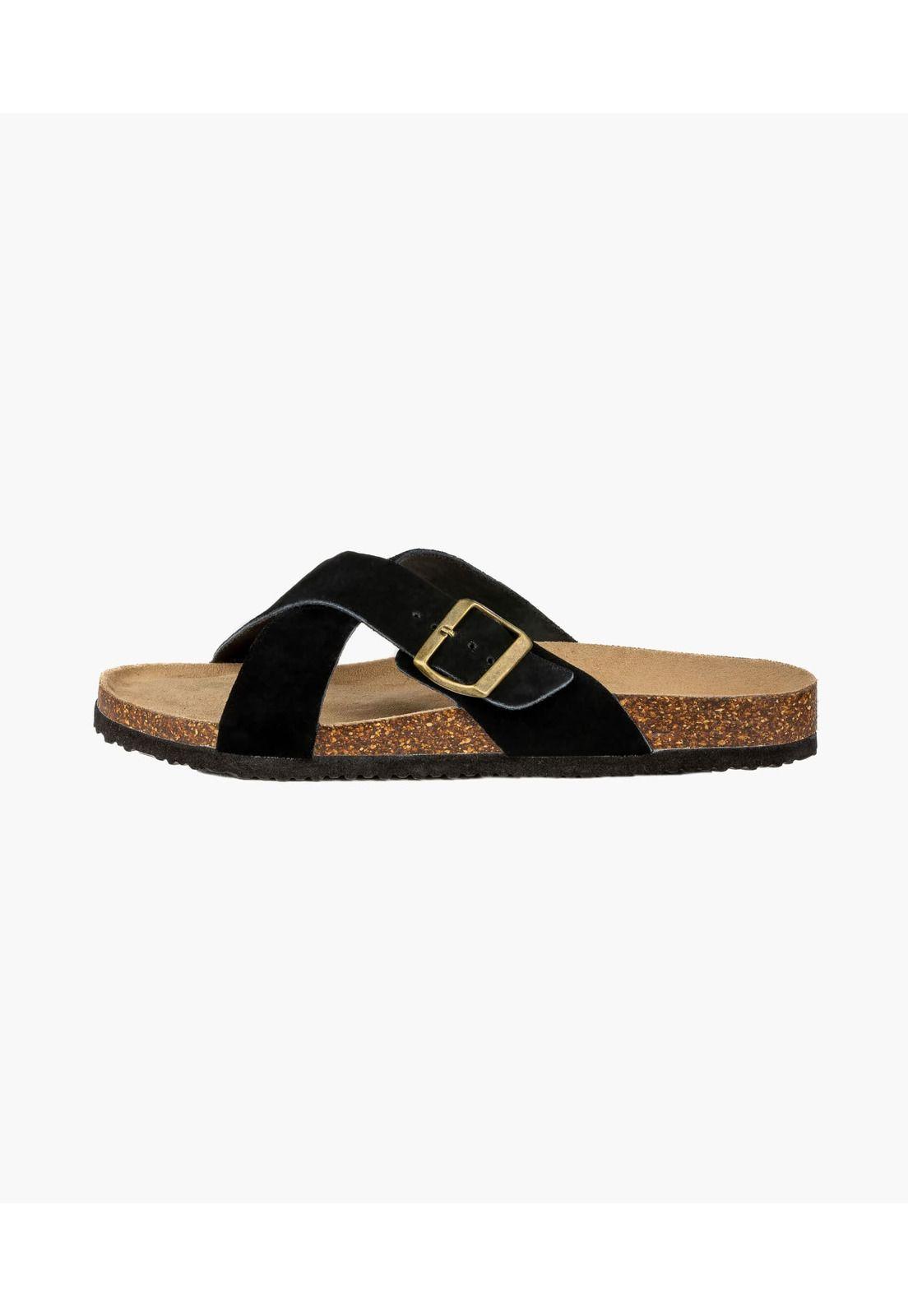 Sandalias Mujer Gamuza Cruzadas Negro-0