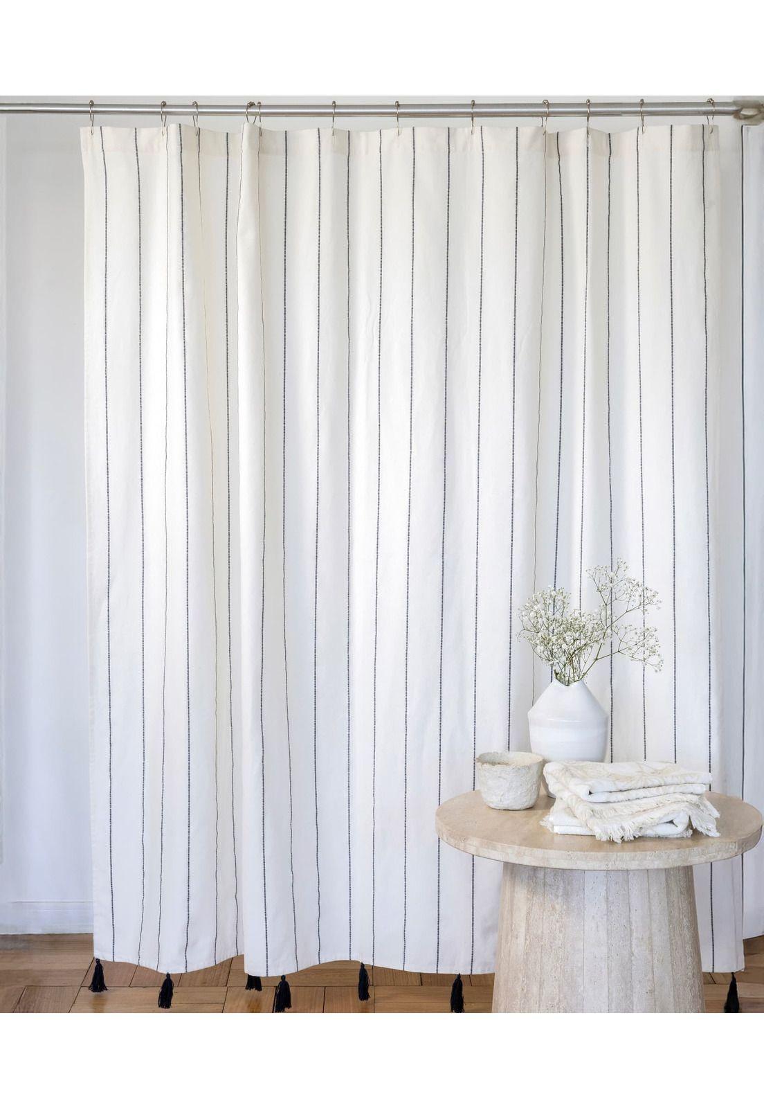 Cortina De Baño Líneas Verticales Blanco-1