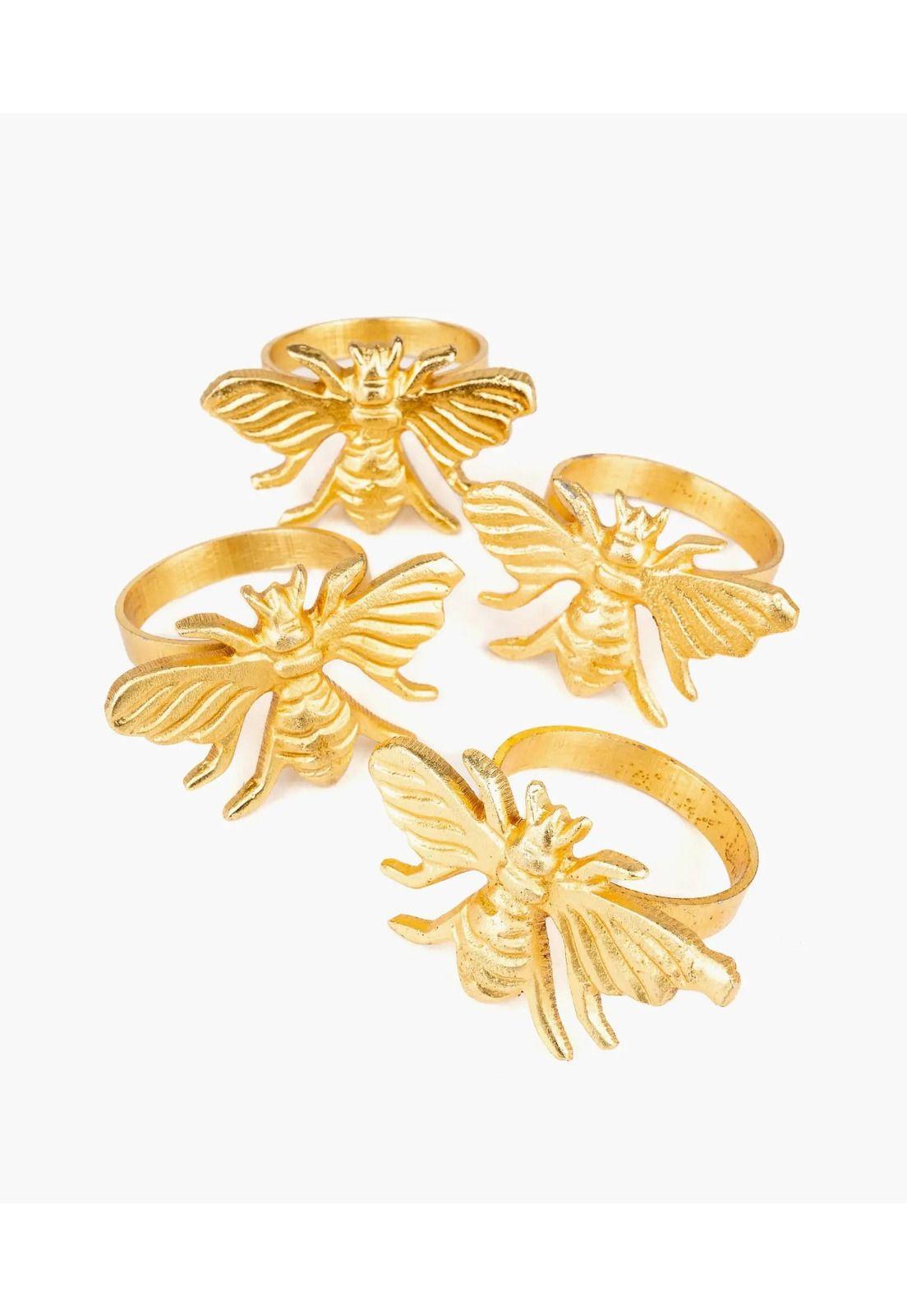 Set Servilleteros Anillos Abeja Dorado-0