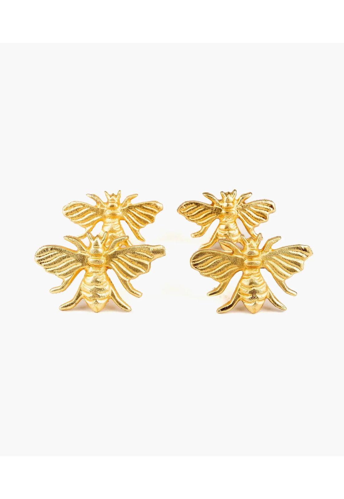 Set Servilleteros Anillos Abeja Dorado-1