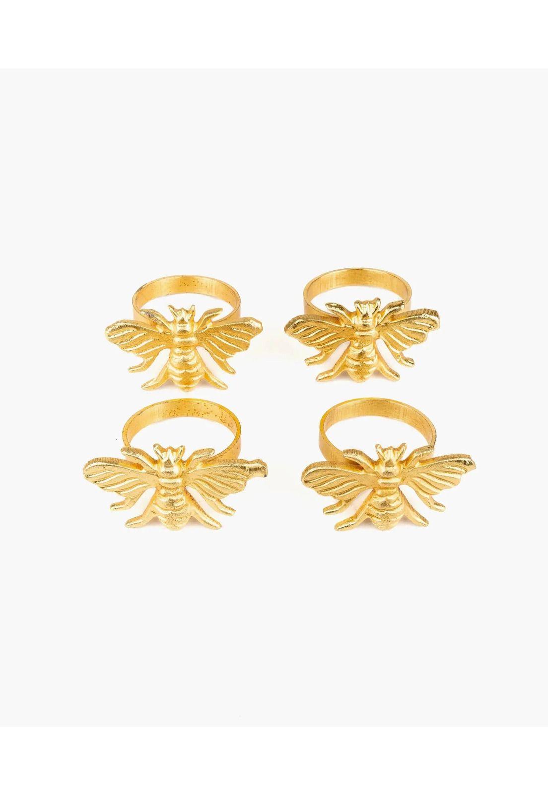 Set Servilleteros Anillos Abeja Dorado-2
