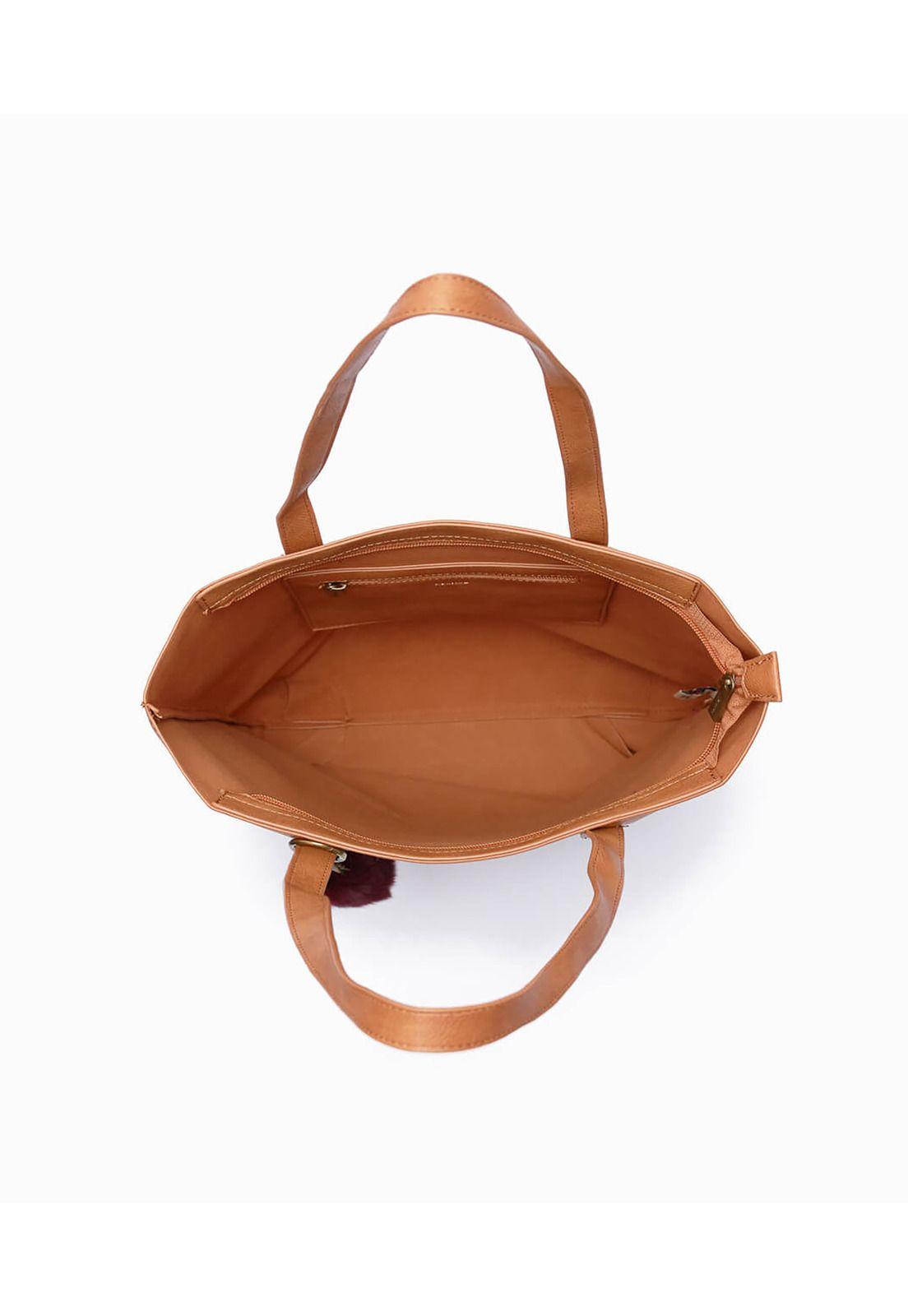 Cartera Mujer Pompón Café-1