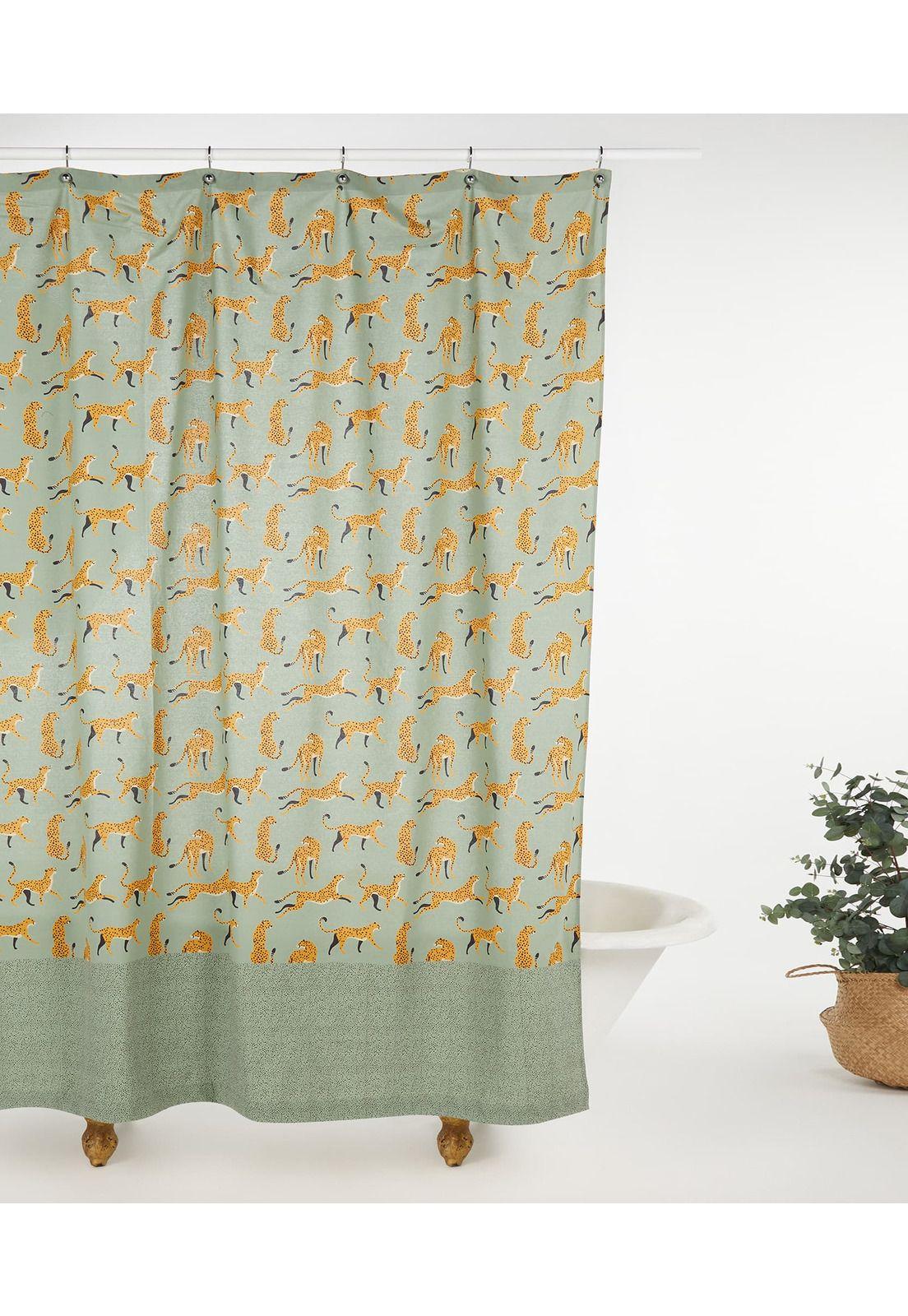 Cortina De Baño 200 X 180 Cm Tigres Lounge Verde-0