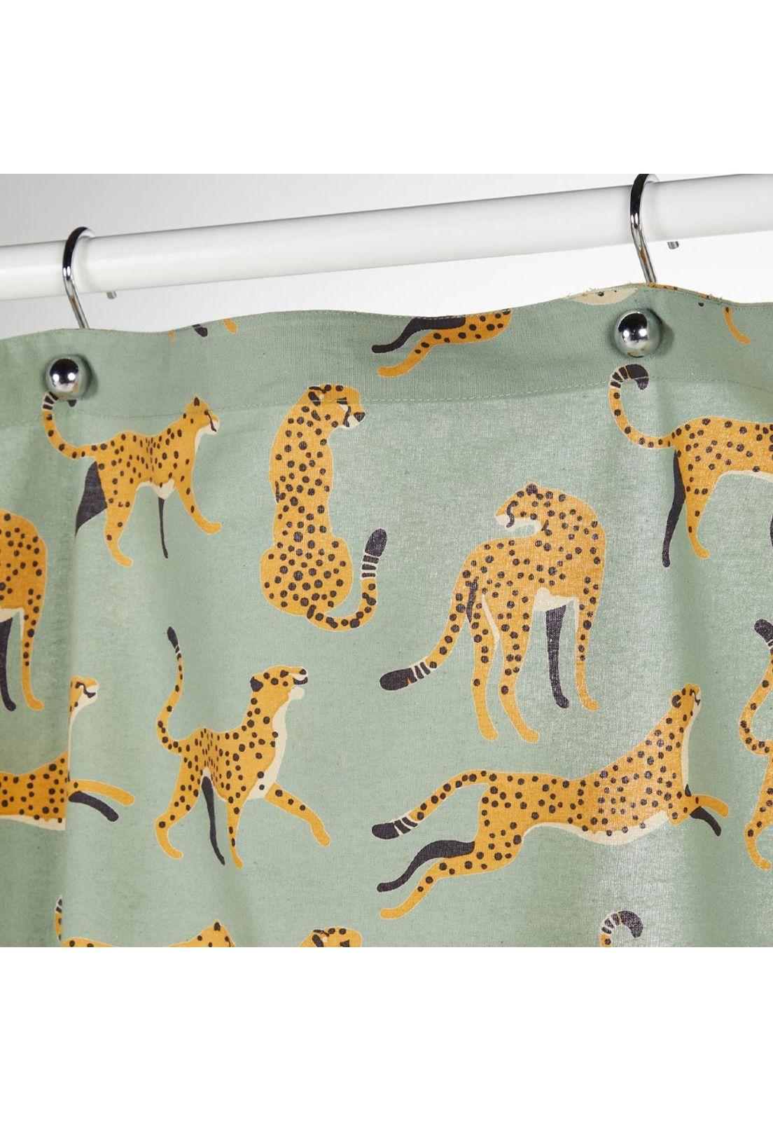 Cortina De Baño 200 X 180 Cm Tigres Lounge Verde-2