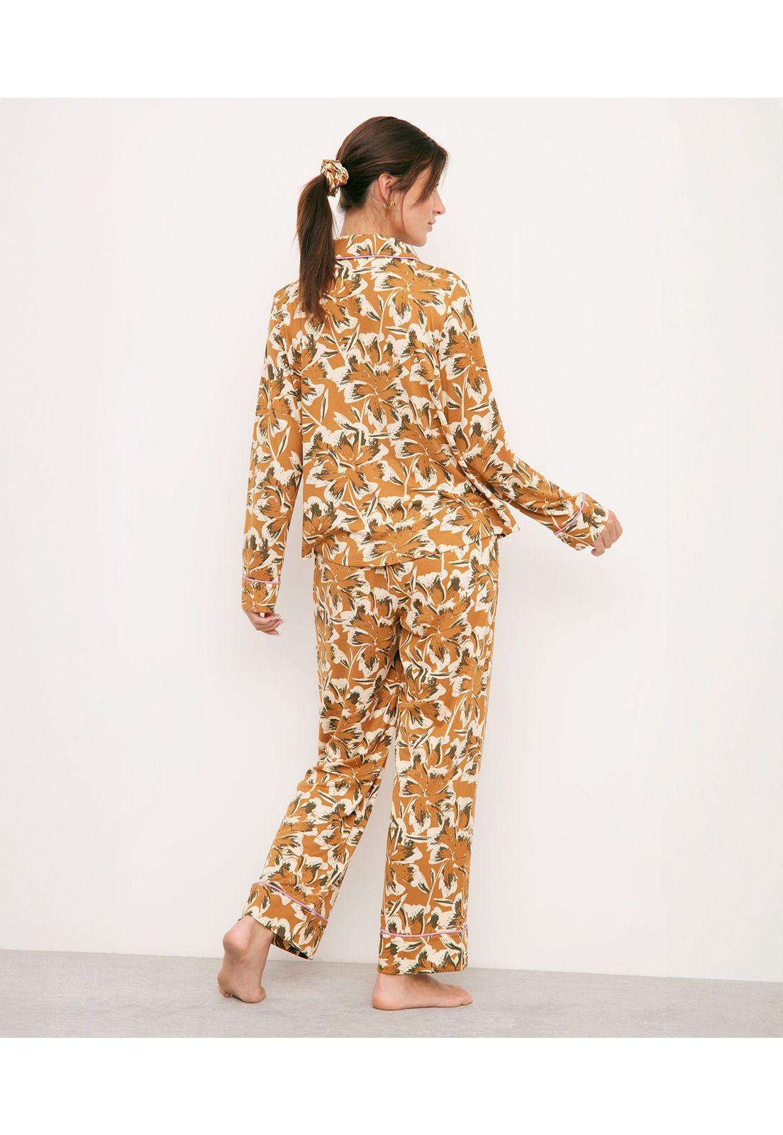 Set Pijama Largo Mustard Gardens Terracota-2