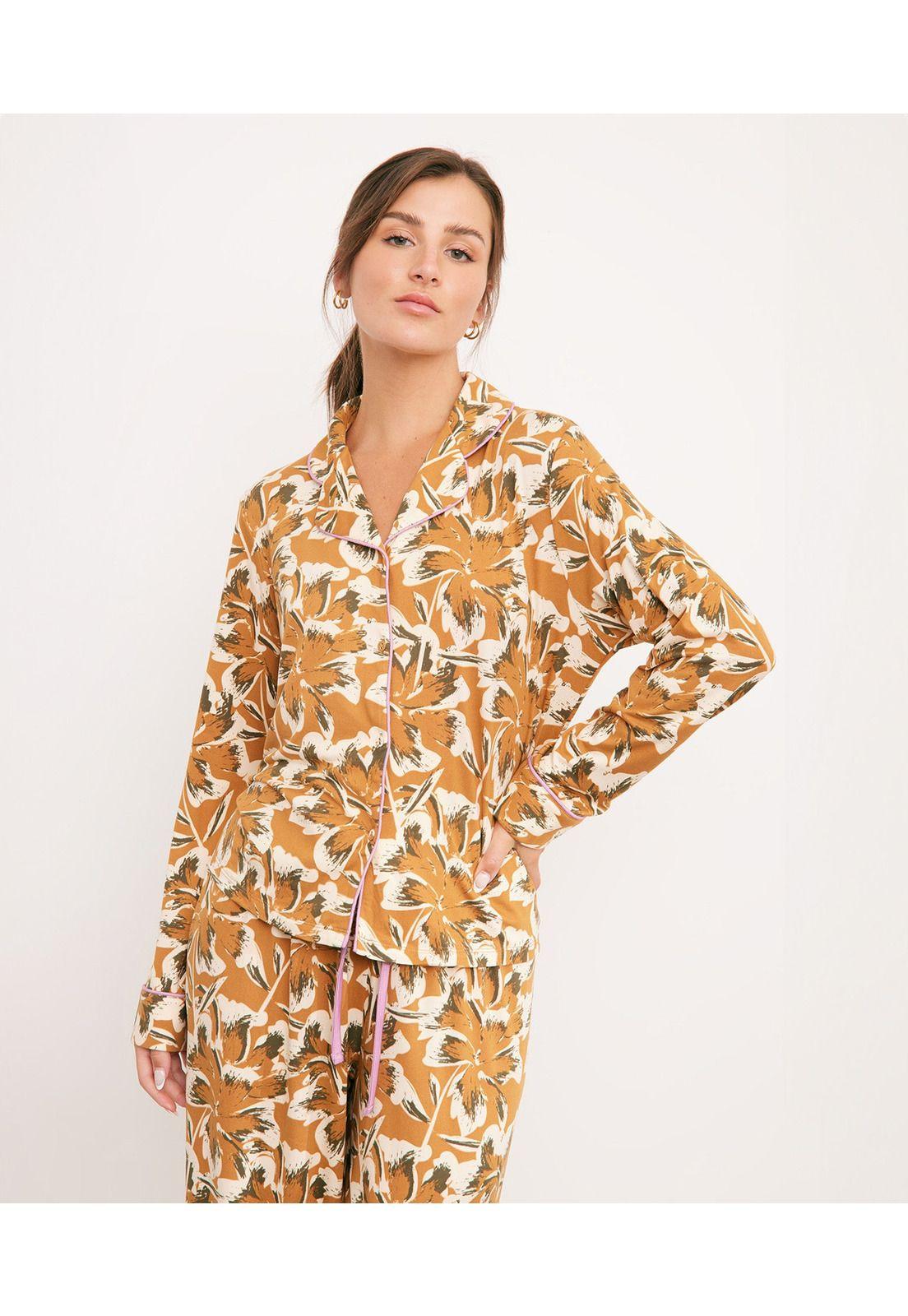 Set Pijama Largo Mustard Gardens Terracota-0