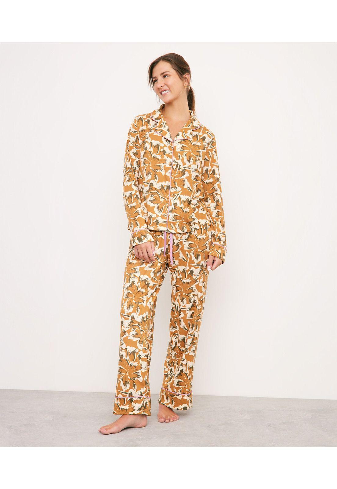 Set Pijama Largo Mustard Gardens Terracota-1