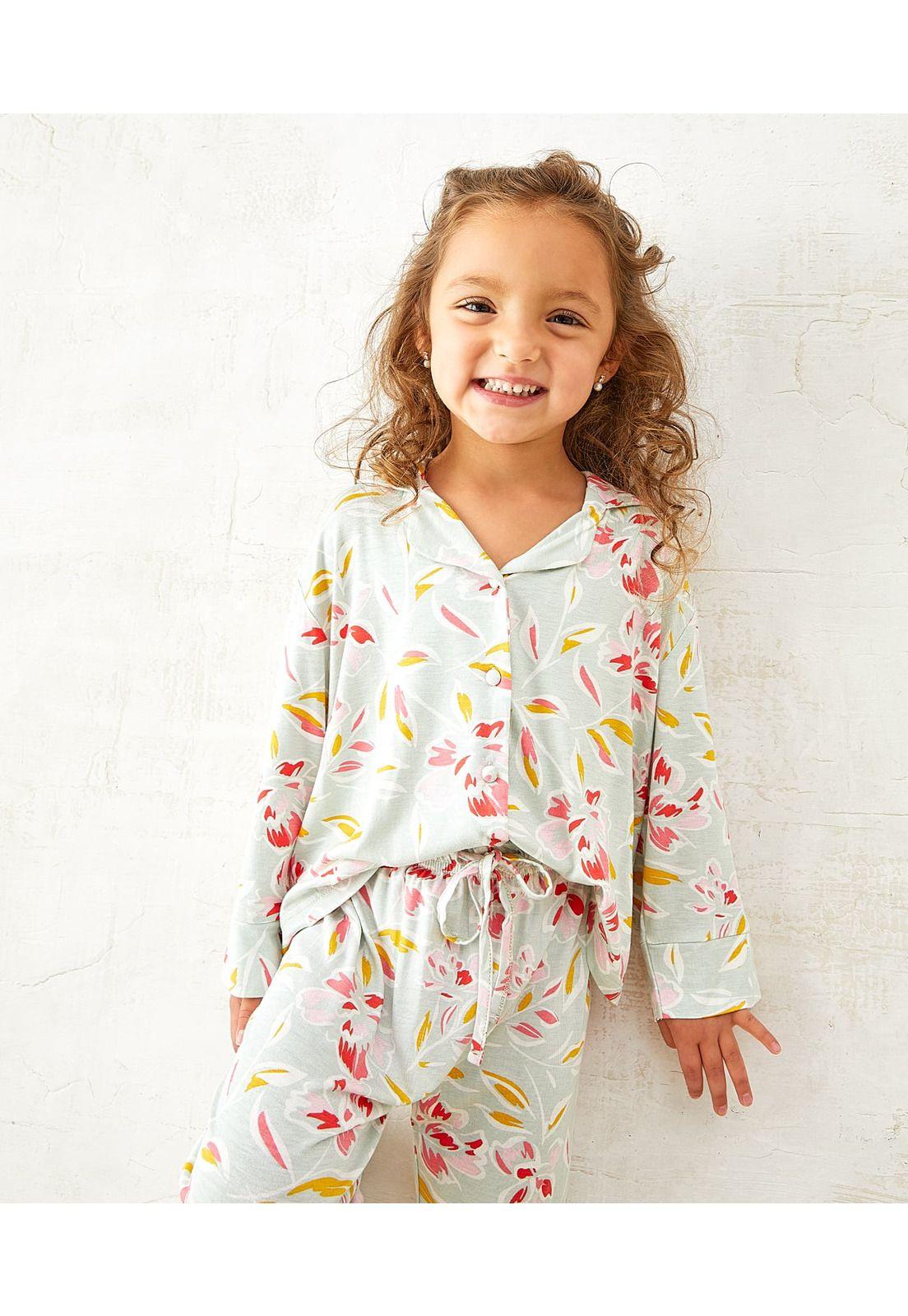 Conjunto Pijama Niña Largo Verde Lounge-0