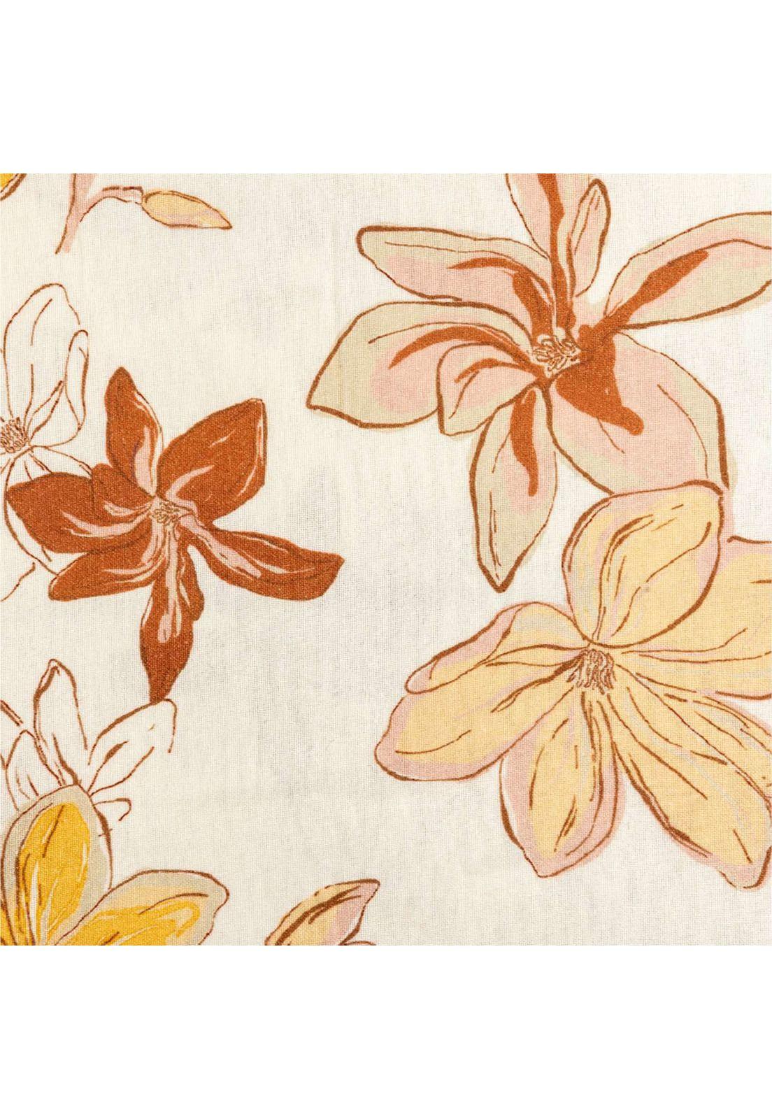 Mantel Flores Acuarela Diámetro 200 Cm Beige-1