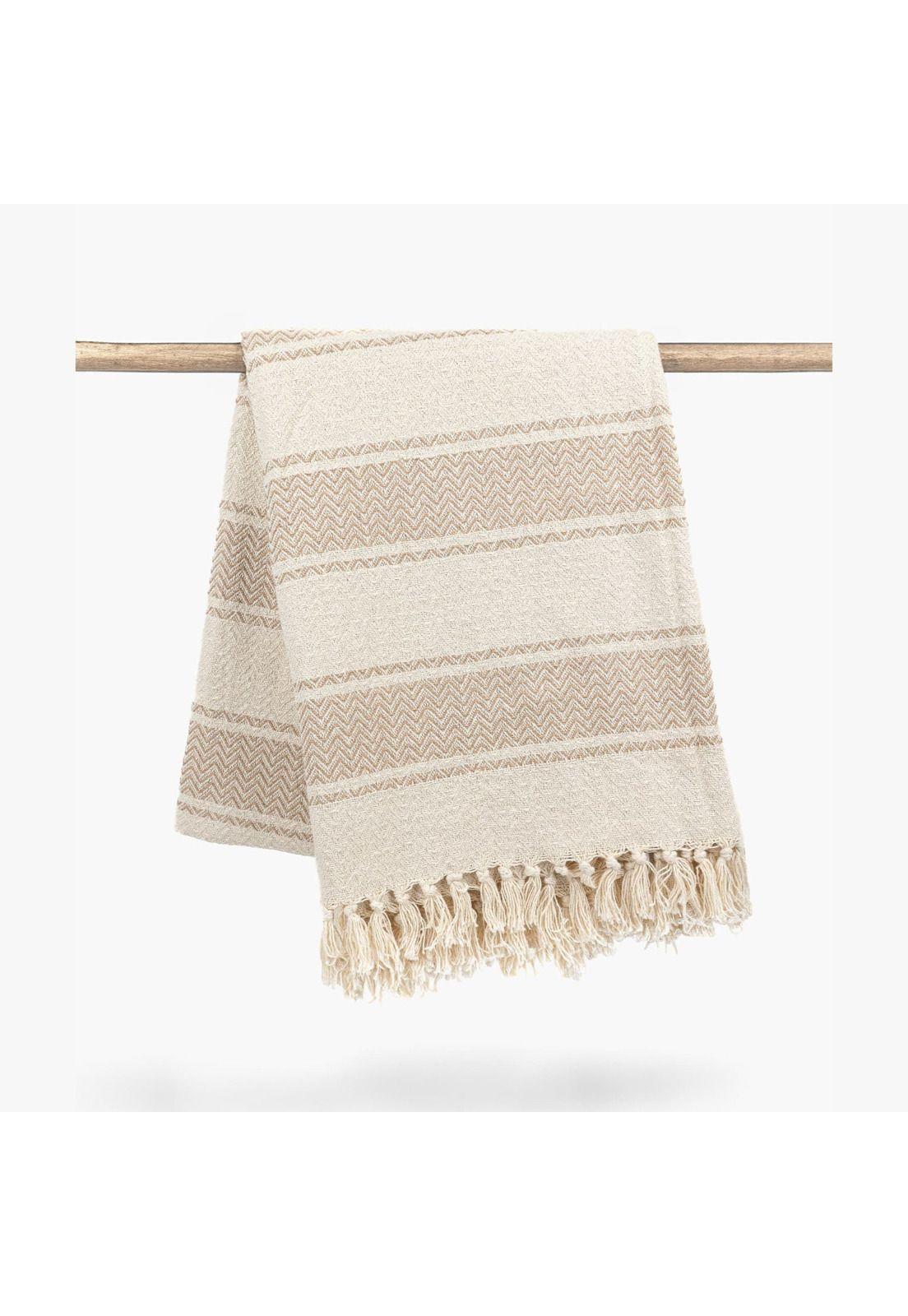 Manta Algodón Zigzag Beige-0