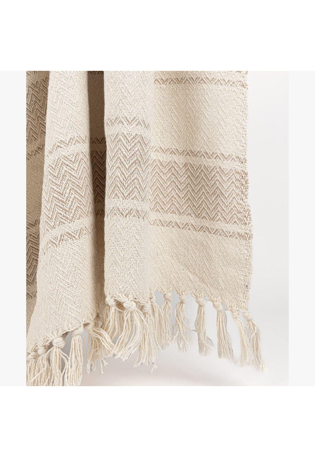 Manta Algodón Zigzag Beige-1