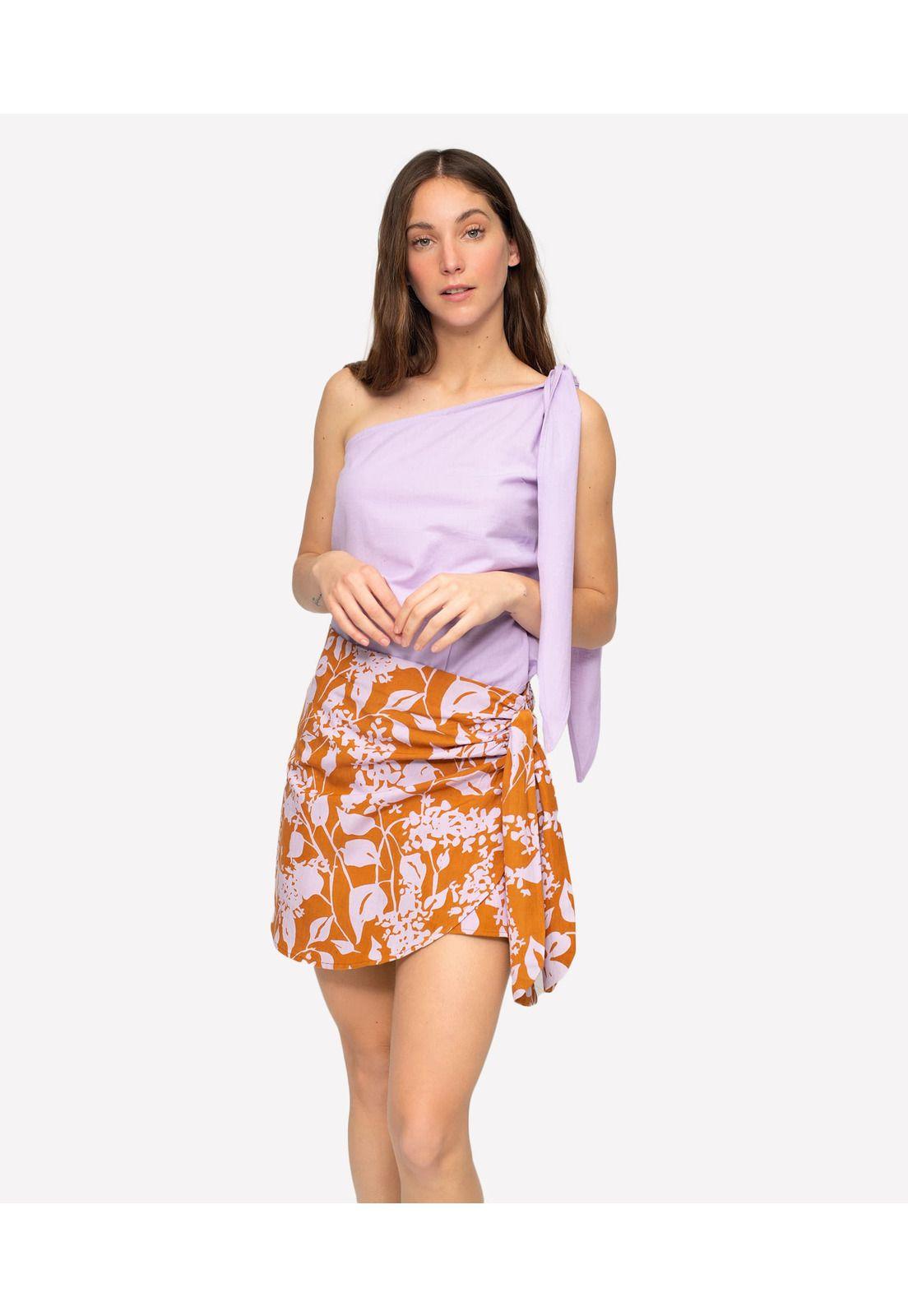 Falda Mini Beach People Abstract Liliac Flower Lounge-4