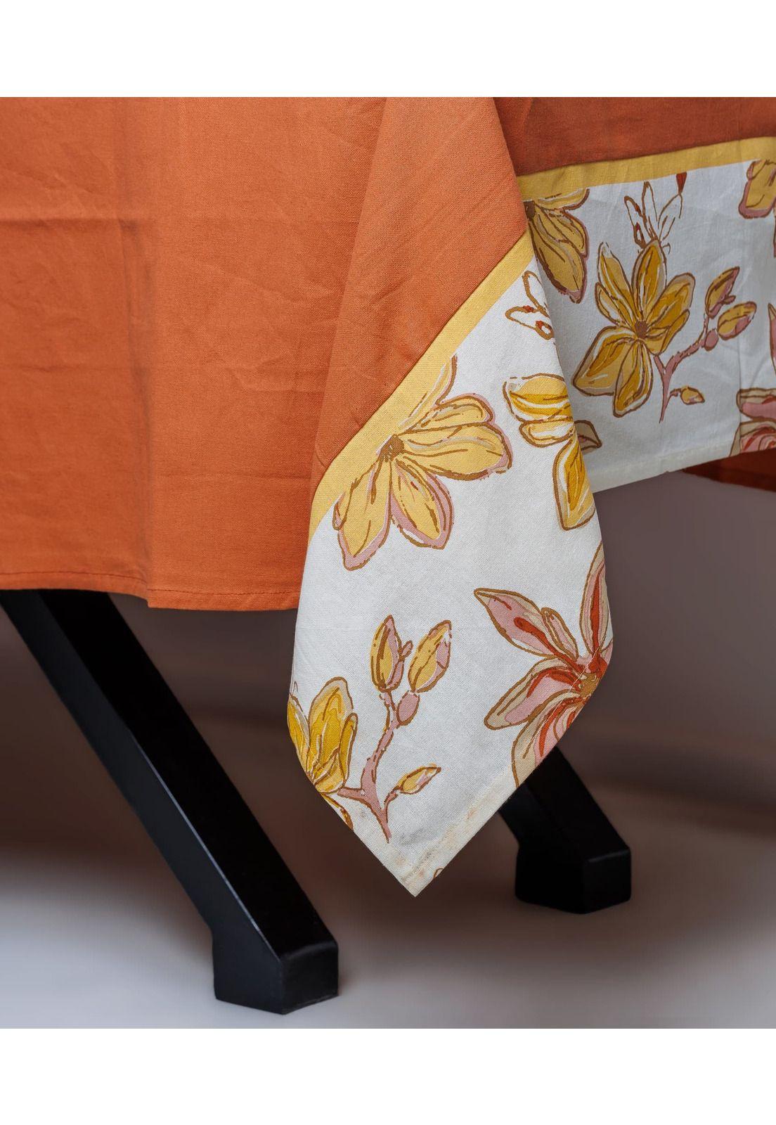 Mantel Borde Flores 180 X 350 Cm Terracota-1