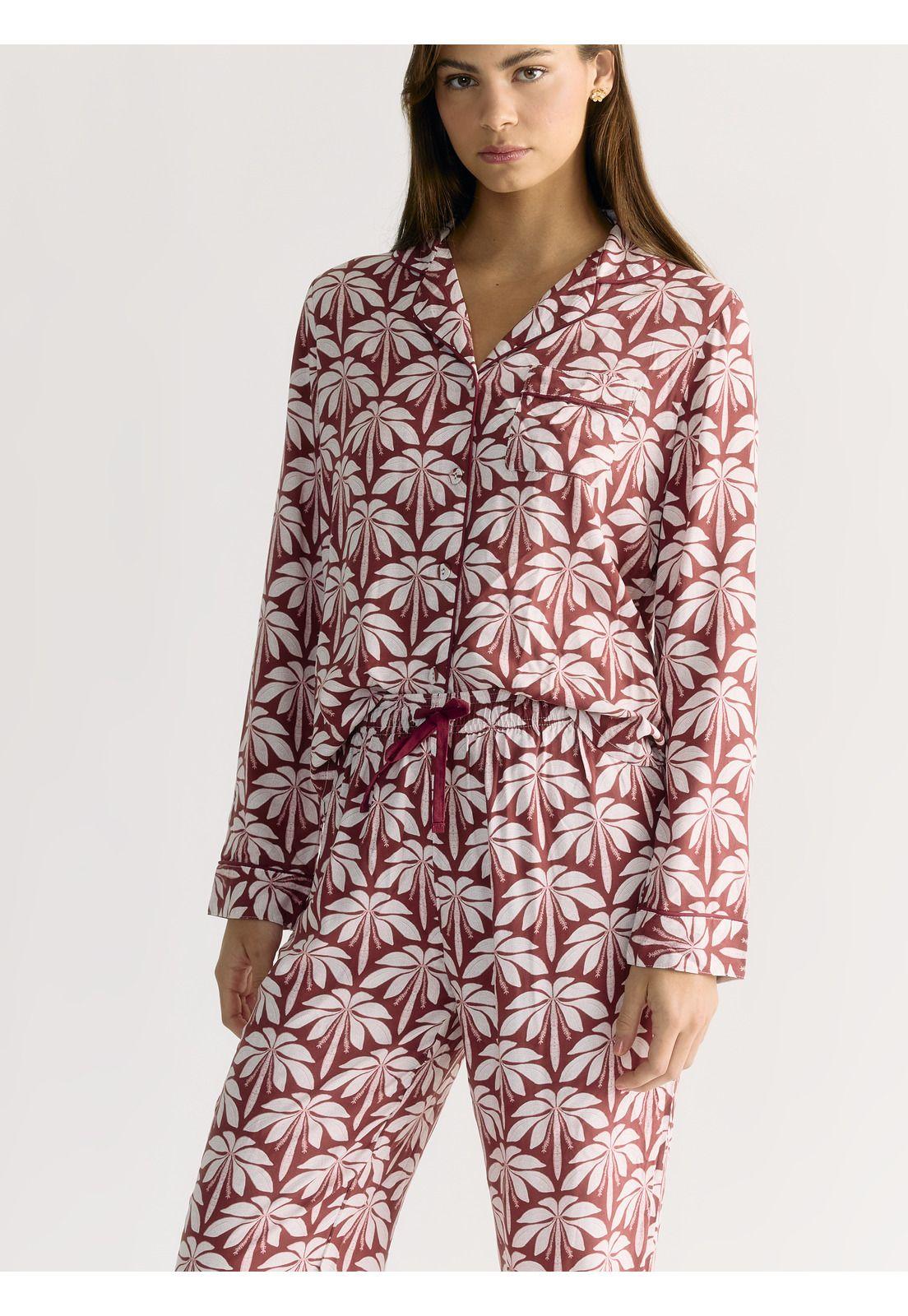 Pijama Camisero Palmeras Dreamy-3