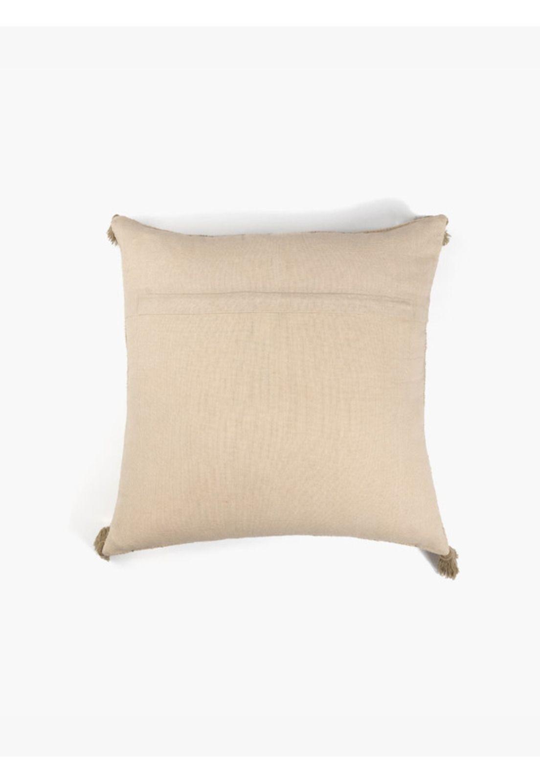 Cojín Líneas Bordadas Y Pompones Beige 45 x 45 cm-2