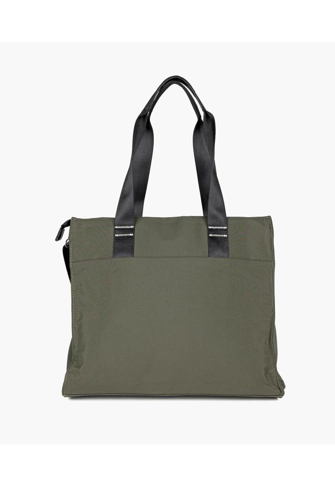 Cartera De Hombro Notebook Icónica Nylon Verde Musgo-2