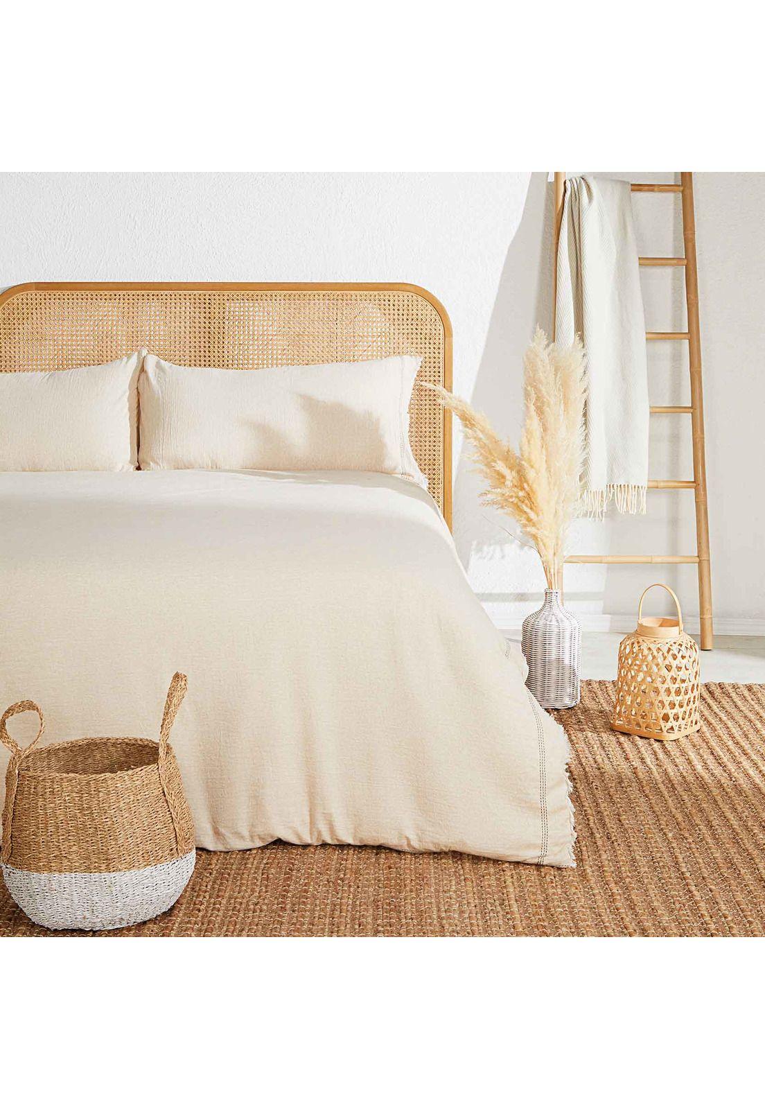 Funda De Plumón 220 X 220 Cm Borde Flecos Lounge Beige-0
