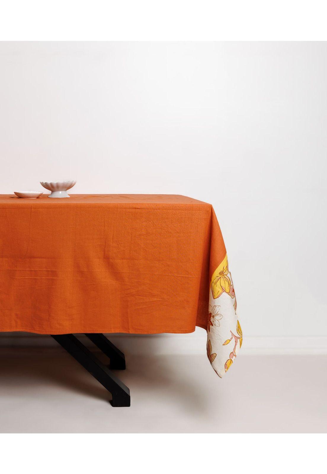 Mantel Borde Flores 180 X 300 Cm Terracota-0