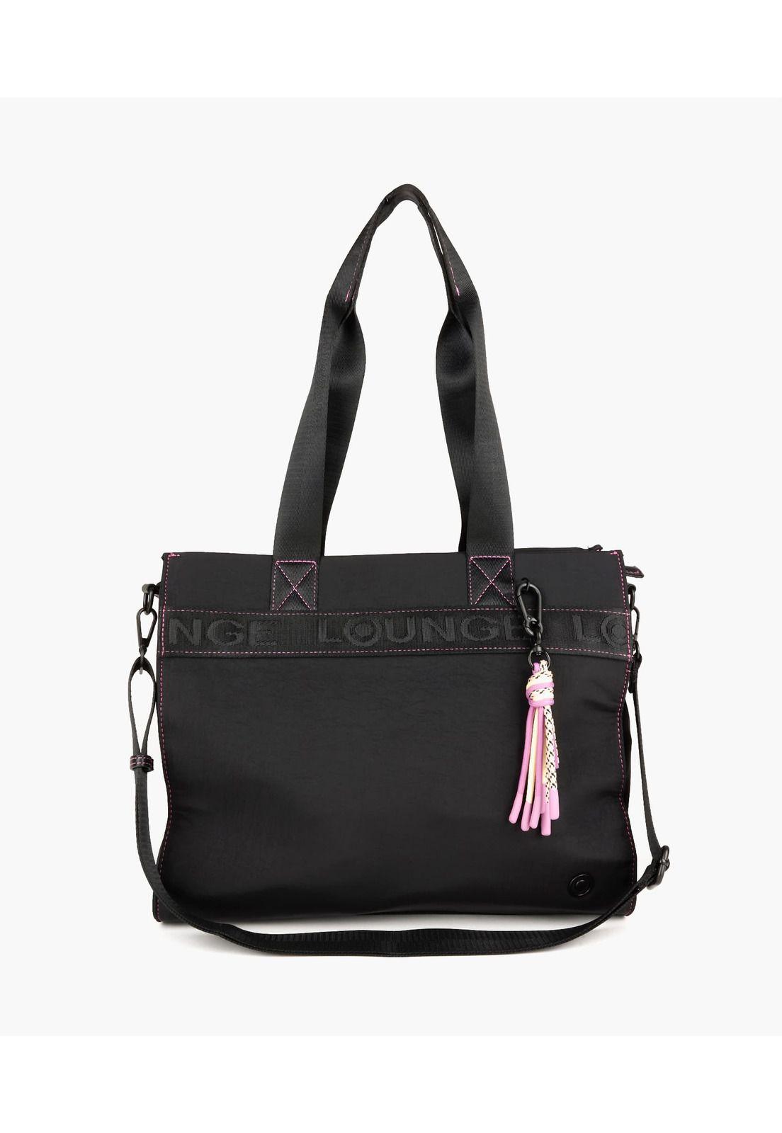 Cartera De Hombro Notebook Nylon Llavero Negro-0