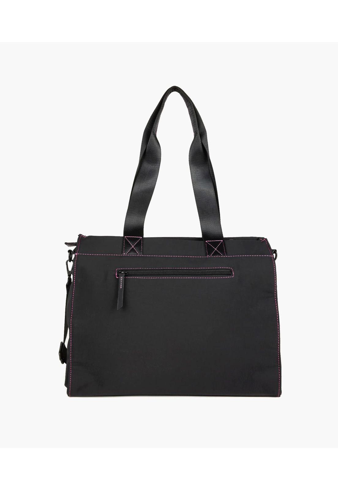 Cartera De Hombro Notebook Nylon Llavero Negro-1