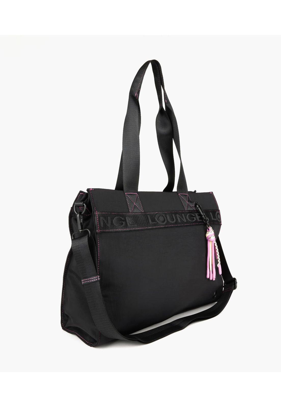 Cartera De Hombro Notebook Nylon Llavero Negro-3
