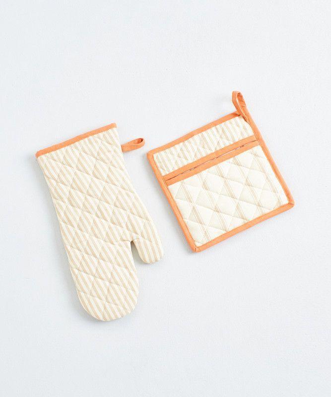 Set Guante Y Toma Olla Mujer Lounge Lineas Crema-0