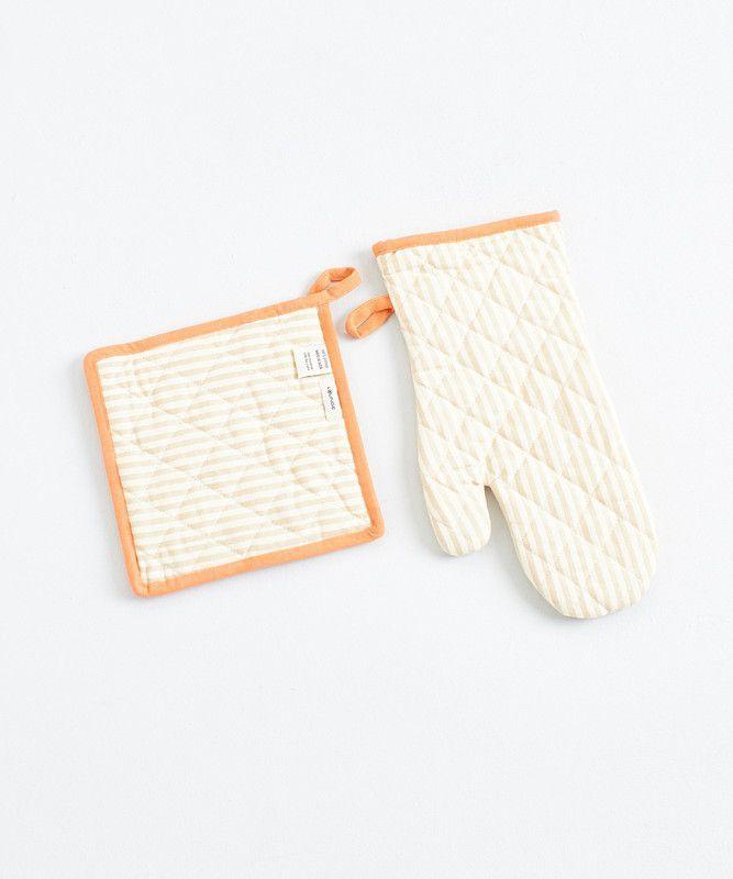 Set Guante Y Toma Olla Mujer Lounge Lineas Crema-1