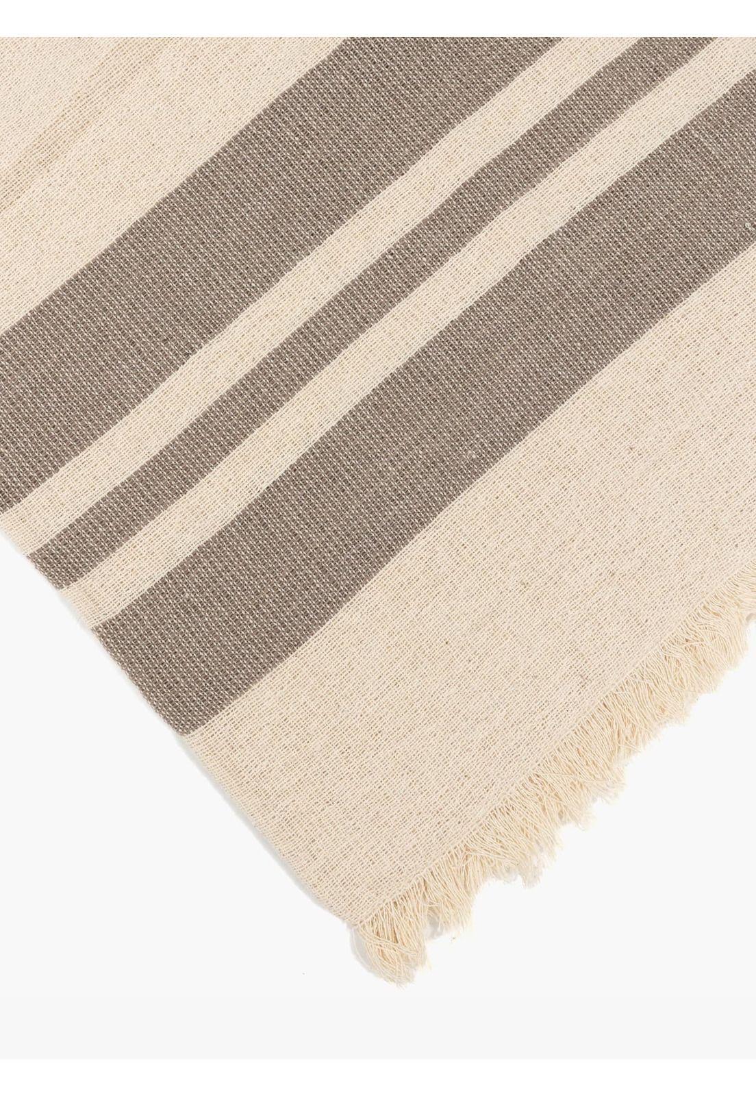 Manta Algodón Textura Flecos Beige-2