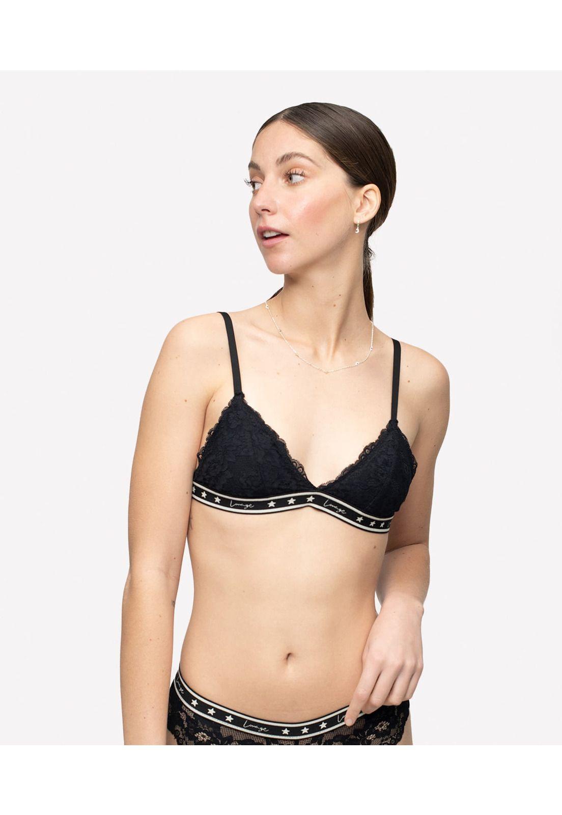 Bralette Dreamy Triángulo Encaje Lounge Negro-0