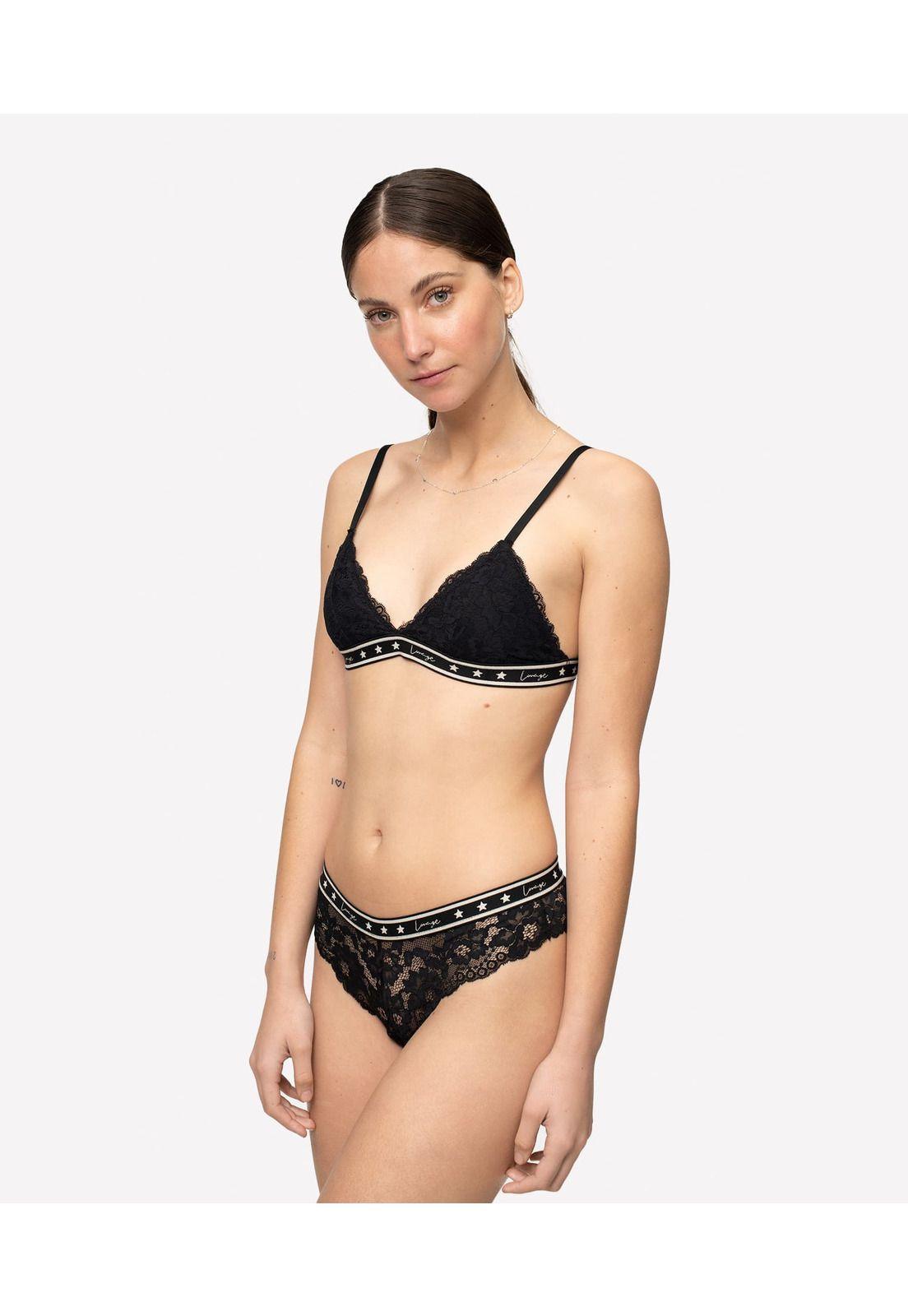 Bralette Dreamy Triángulo Encaje Lounge Negro-1