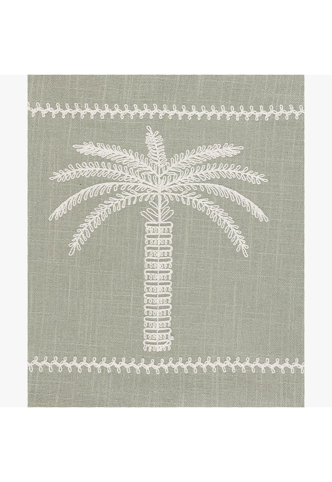 Cojín Boho Algodón Palmera Bordada 30 X 60 Cm Verde-1