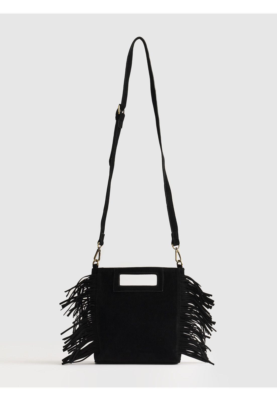 Cartera De Hombro Cuadrada Flecos Boho-2